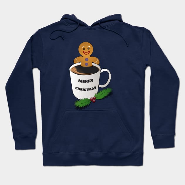 gingerbread man taking a warm coffee bath Hoodie by NinoRc